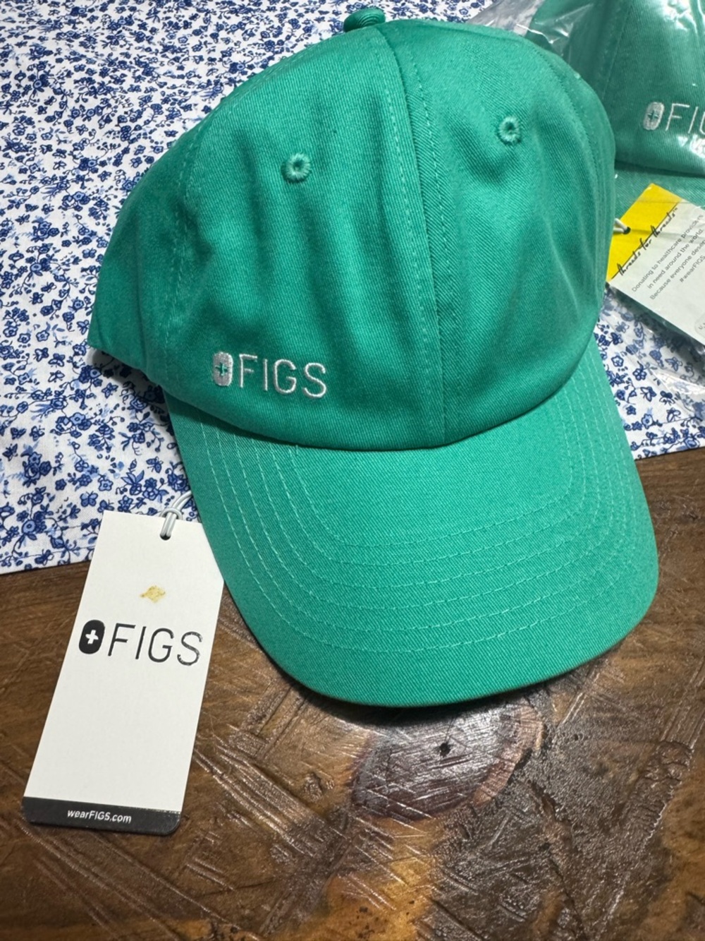 FIGS Teal Green Baseball Cap with White Logo